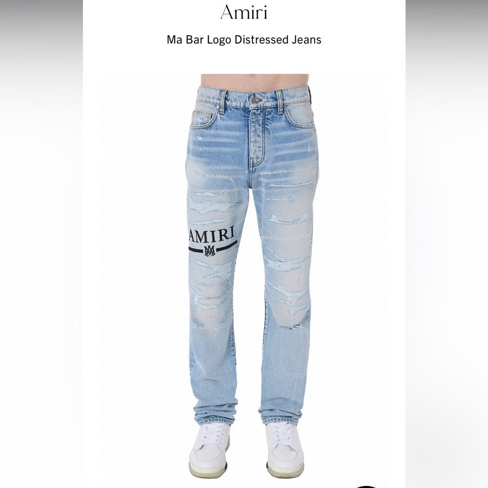 Amiri Ma Bar log distressed jeans